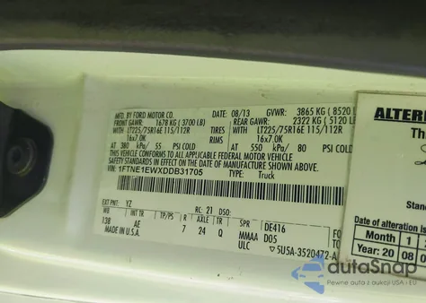 2013 Ford E-150 Commercial из США, поврежденный, VIN 1FTNE1EWXDDB31705